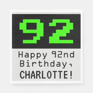 Guardanapo De Papel 92º Aniversário - Estilo Nerdy / Geeky "92" & Nome