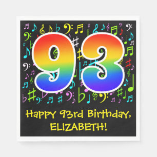 Guardanapo De Papel 93º aniversário - Símbolos de música coloridos