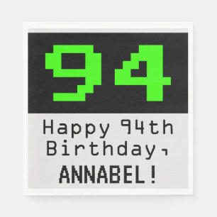Guardanapo De Papel 94º aniversário - Estilo Nerdy / Geeky "94" & No