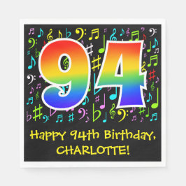 Guardanapo De Papel 94.º aniversário - Símbolos de Música Coloridos, R