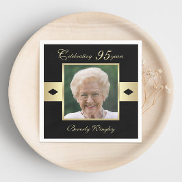 Guardanapo De Papel 95ª Foto da Festa de aniversário no Papel Preto