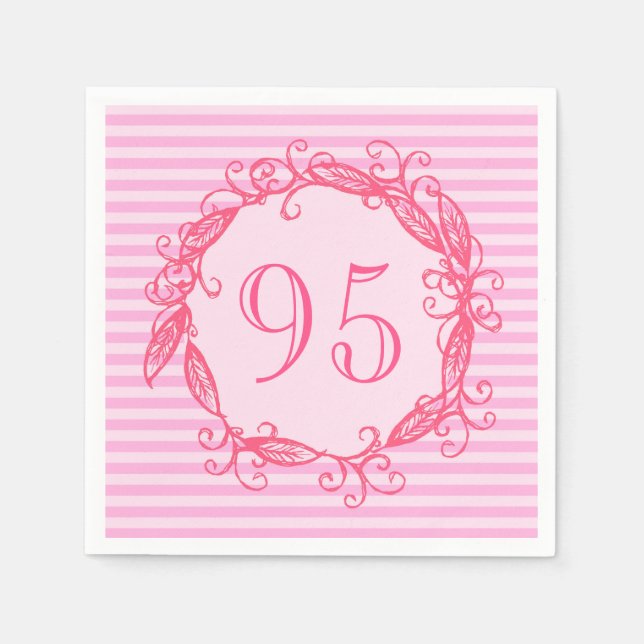 Guardanapo De Papel 95.º Aniversário Bonito Rosa Suave (Frente)
