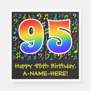 Guardanapo De Papel 95.o aniversário - Símbolos de música coloridos