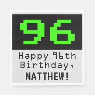 Guardanapo De Papel 96.º aniversário - Estilo Nerdy / Geeky "96" & Nom