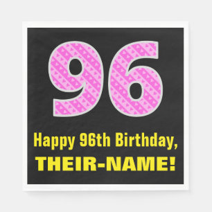 Guardanapo De Papel 96.o aniversário: Listras e Corações Rosa "96"