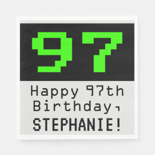 Guardanapo De Papel 97º aniversário - Estilo Nerdy / Geeky "97" & No