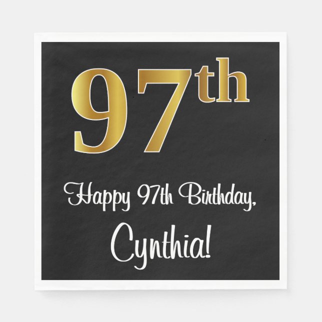 Guardanapo De Papel 97º aniversário ~ Legant Luxurious Faux Dourado Lo (Frente)