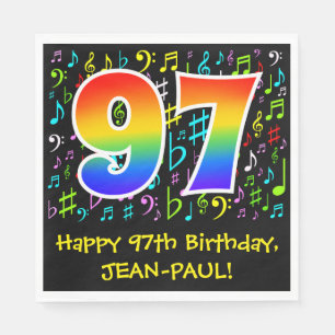 Guardanapo De Papel 97º aniversário - Símbolos de música coloridos
