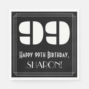 Guardanapo De Papel 99º Aniversário: Art Deco Inspira "99" + Nome