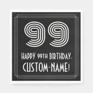 Guardanapo De Papel 99º Aniversário: Art Deco Inspira "99" + Nome