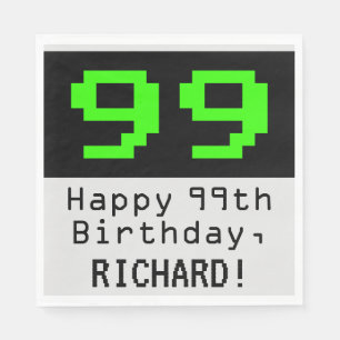 Guardanapo De Papel 99º aniversário - Estilo Nerdy / Geeky "99" & No