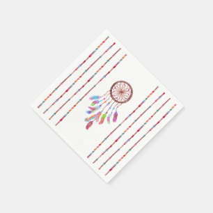 Guardanapo De Papel A aguarela pintado mão Dreamcatcher perla a pena
