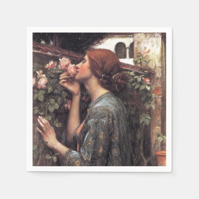 Guardanapo De Papel A Alma da Rosa (por John William Waterhouse) (Frente)