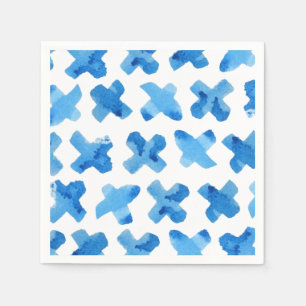 Guardanapo De Papel A aquarela azul Shibori cruza o padrão x