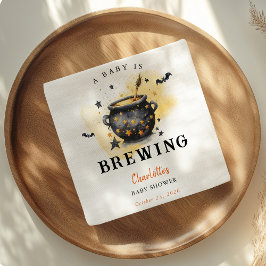 Guardanapo De Papel A Baby is Brewing Halloween Cauldron Baby Shower