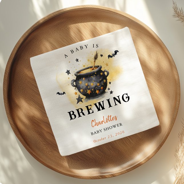 Guardanapo De Papel A Baby is Brewing Halloween Cauldron Baby Shower (Criador carregado)