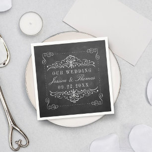 Guardanapo De Papel A coleção ornamentado do casamento do quadro