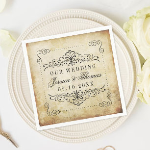 Guardanapo De Papel A coleção ornamentado do casamento vintage do