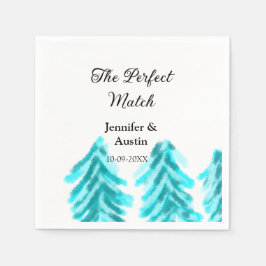 Guardanapo De Papel A combinação perfeita do casamento do pinheiro azu