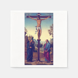 Guardanapo De Papel A Crucificação com a Virgem por Pietro Perugino