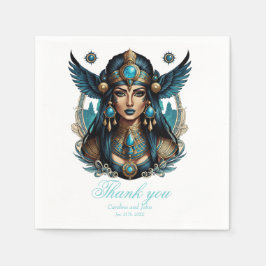 Guardanapo De Papel A deusa egípcia está em cor azul.