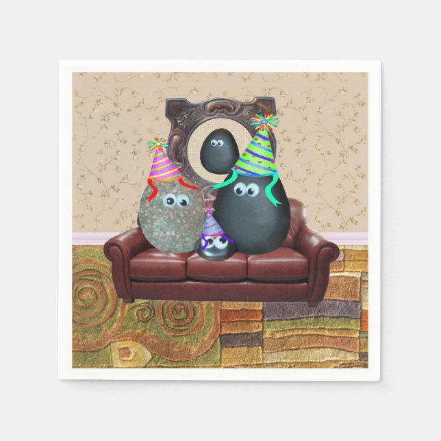 Guardanapo De Papel A Família Pet Rock Cocktail Napkin (Frente)