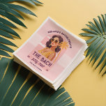 Guardanapo De Papel A Festa de solteira da Tripulação do Bach<br><div class="desc">Torne sua festa de solteira inesquecível com nossos bonecos de papel retrô modernos e divertidos. Perfeito adicional para a sua festa de solteira. Apresentando uma bela retrorreflectora desenhada à mão vestindo óculos de ouro e cabelos castanhos colocados contra um céu cor-de-rosa-pincel com nuvens e palmeira, este design é charmoso e...</div>