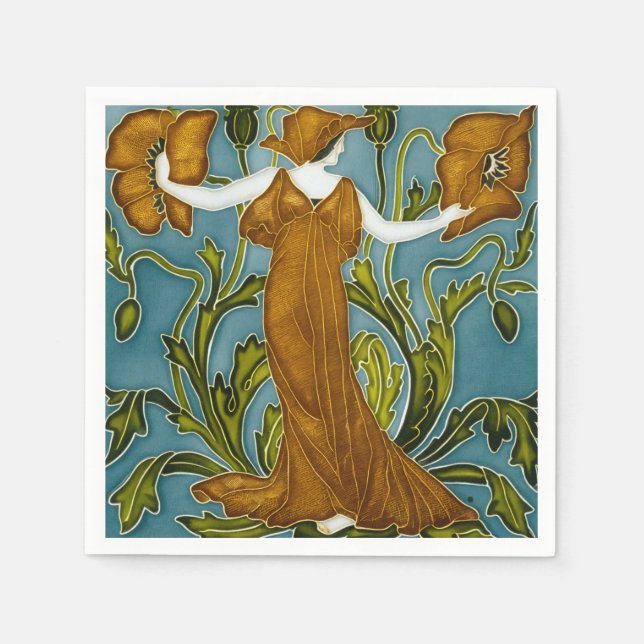 Guardanapo De Papel A Flora Art Nouveau de Walter Crane (Frente)