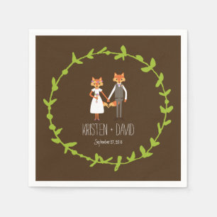 Guardanapo De Papel A floresta lunática Foxes o casamento