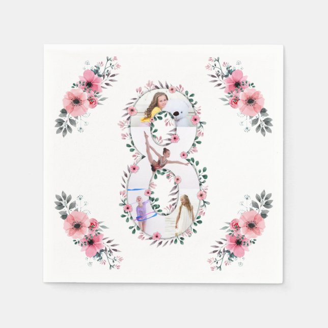 Guardanapo De Papel A grande garota do aniversário, Colagem de Fotos,  (Frente)