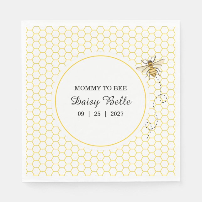 Guardanapo De Papel A little Honey Is On The Way Baby Shower Napkins (Frente)