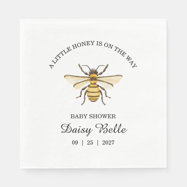 Guardanapo De Papel A little Honey Is On The Way Baby Shower Napkins (Frente)