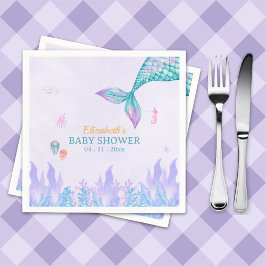 Guardanapo De Papel a Little Mermaid is on her way Girl Baby Shower