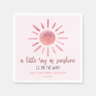 Guardanapo De Papel A Little Ray Of Sunshine Pink Sun Baby Shower