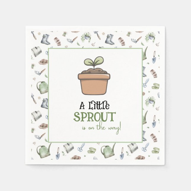 Guardanapo De Papel A Little Sprout on the Way Baby Shower Napkins (Frente)