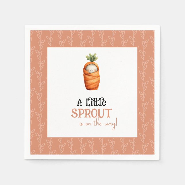 Guardanapo De Papel A Little Sprout on the Way Baby Shower Napkins (Frente)