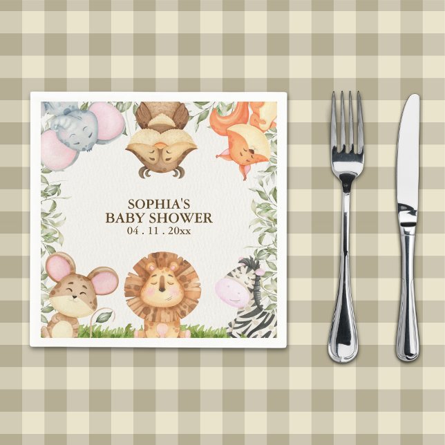 Guardanapo De Papel A Little Wild One is on the way -  Jungle Animals  (Criador carregado)