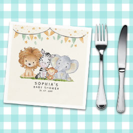 Guardanapo De Papel A Little Wild One Safari Animals Baby Shower