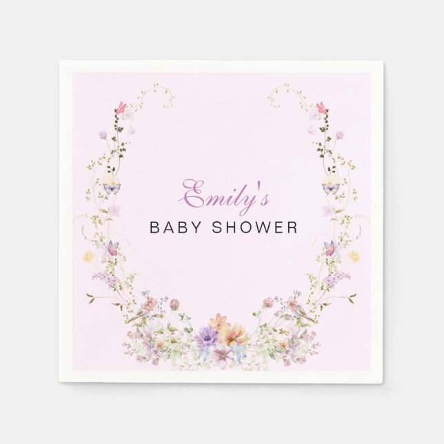 Guardanapo De Papel A Little Wildflower Baby Shower  (Frente)