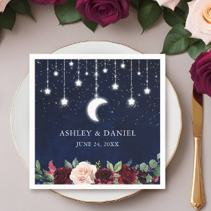 Guardanapo De Papel A lua celestial Stars o casamento floral das luzes