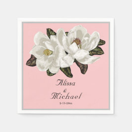 Guardanapo De Papel A magolia elegante floresce a rosa