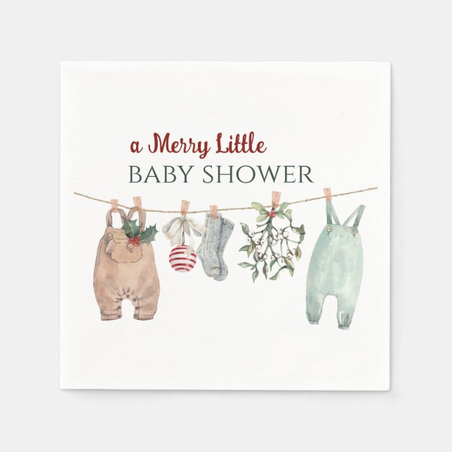 Guardanapo De Papel A Merry Little Baby Shower Christmas Clothes (Frente)