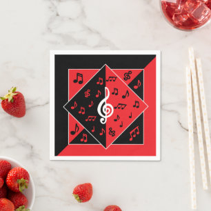 Guardanapo De Papel A música à moda do art deco nota o branco preto