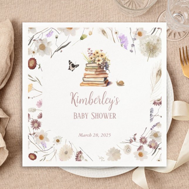 Guardanapo De Papel A New Chapter Baby Shower Storybook Wildflower (Criador carregado)