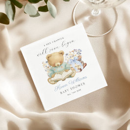 Guardanapo De Papel A New Chapter Begin Bear Book Baby Shower Napkin