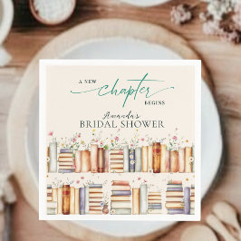 Guardanapo De Papel A New Chapter Begins Floral Books Bridal Shower