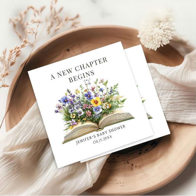 Guardanapo De Papel A New Chapter Begins Storybook Baby Shower Napkins (Criador carregado)