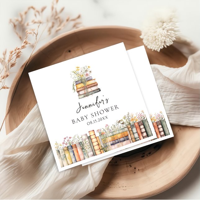 Guardanapo De Papel A New Chapter Begins Wildflower Book Baby Shower (Criador carregado)