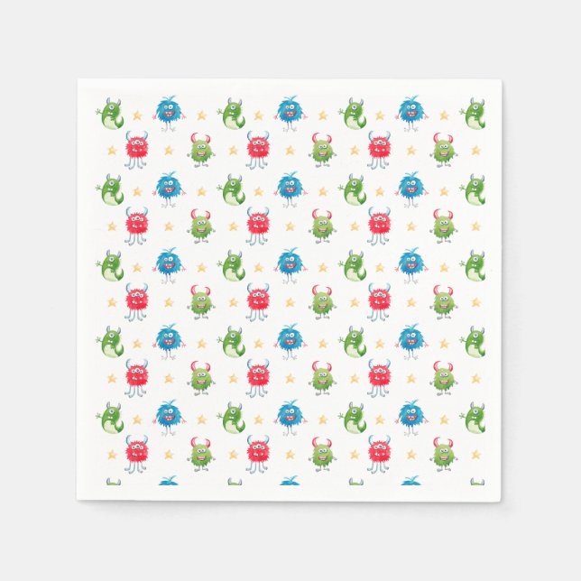 Guardanapo De Papel A nossa Festa de aniversário de Monstro Pequeno (Frente)