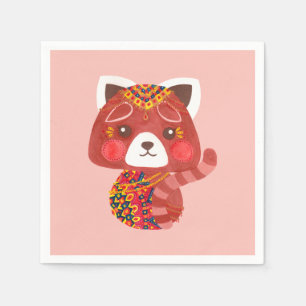 Guardanapo De Papel A panda vermelha bonito